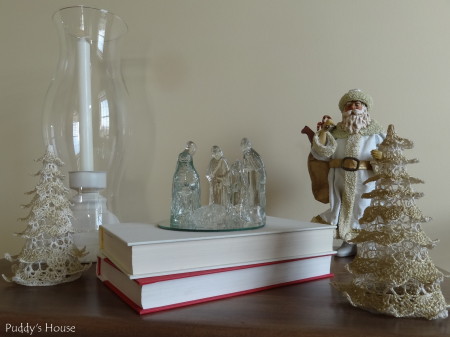 Christmas - Neutral Vignette with Santa trees and Nativity