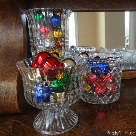 Christmas - Ornaments in Glass on Buffet