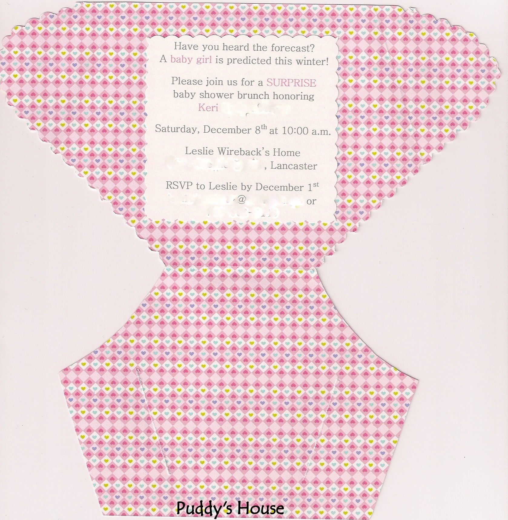 DIY Diaper Invitation Puddy's House