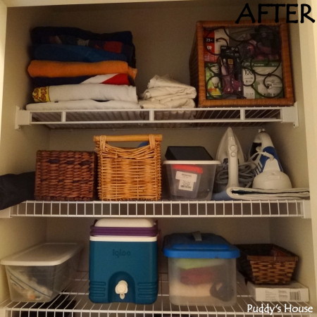 Getting organized - hall closet top after