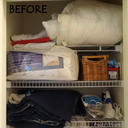 Getting organized - hall closet top before