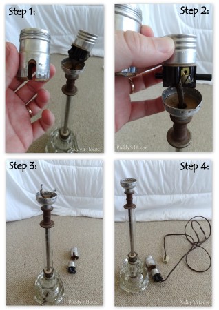 Lamp rewiring - removing old wire in 4 steps