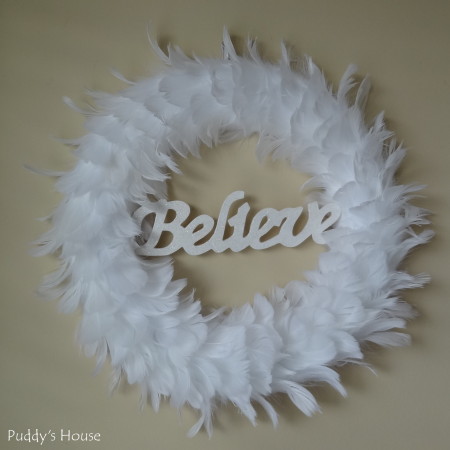 DIY Christmas Wreaths - Believe Feather Wreath