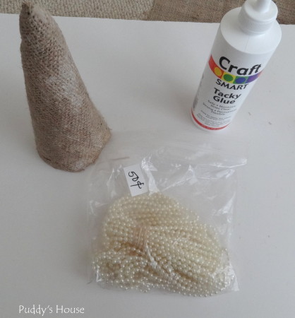Easy Christmas Tree Craft - glue and bead supplies