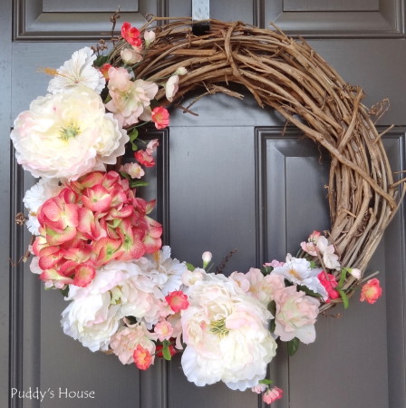 DIY Spring Wreath 2014 - after on front door