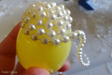 Easter Egg Crafts - plastic egg with beading addd