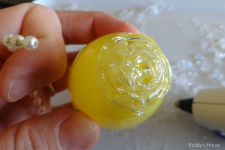 Easter Egg Crafts - plastic egg with hot glue applied