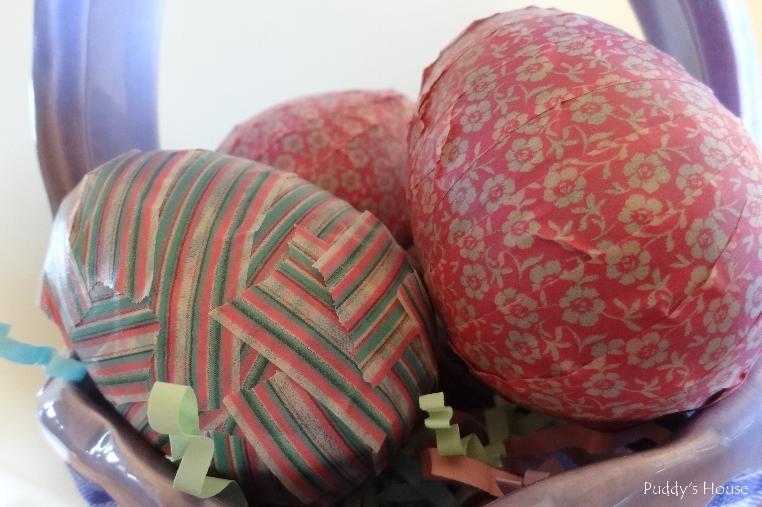 Easter Egg Crafts - plastic egg with washi tape in basket