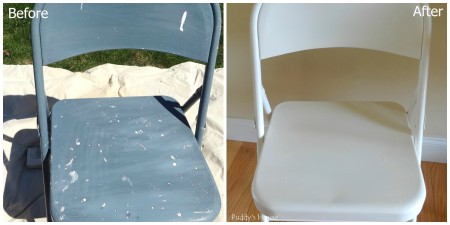 Folding Chair makeover - blue before and after logo