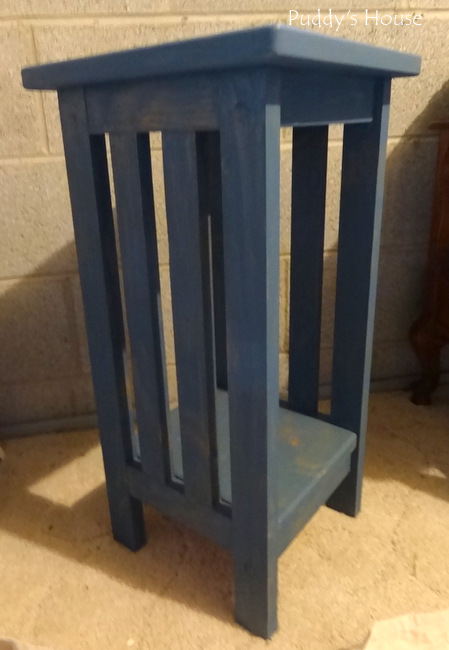 DIY Plant Stand Makeover - After aubosson blue