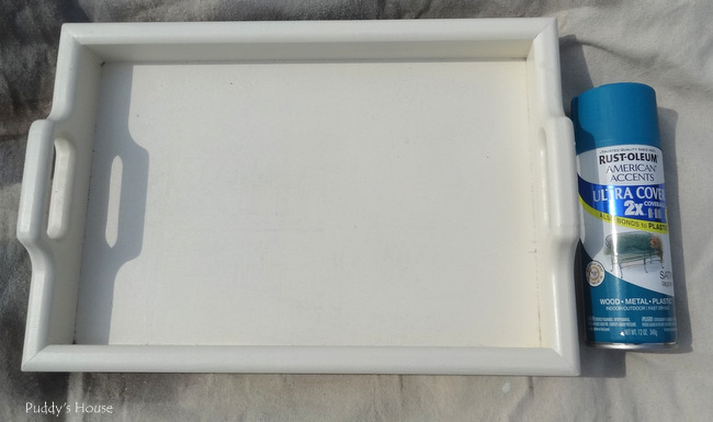 Tray makeoveres - white tray before spray paint
