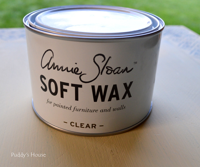 stenciled end table - annie sloan clear wax