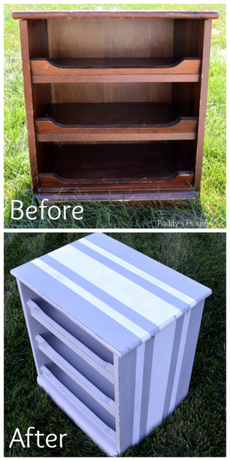 Striped Side Table before and after